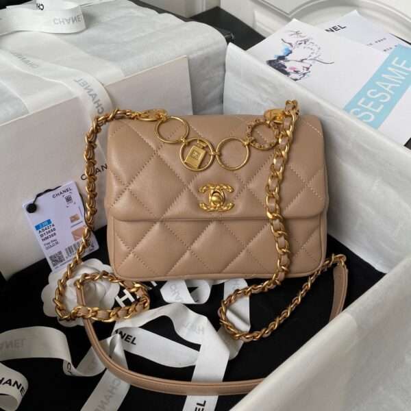 Chanel Charm Replica 1:1 High Quality Smooth Leather Chain Handbag 13x17x6cm
