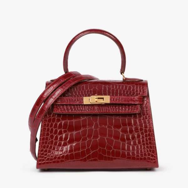Hermès Rouge H Shiny Alligator Leather Vintage Kelly 20cm
