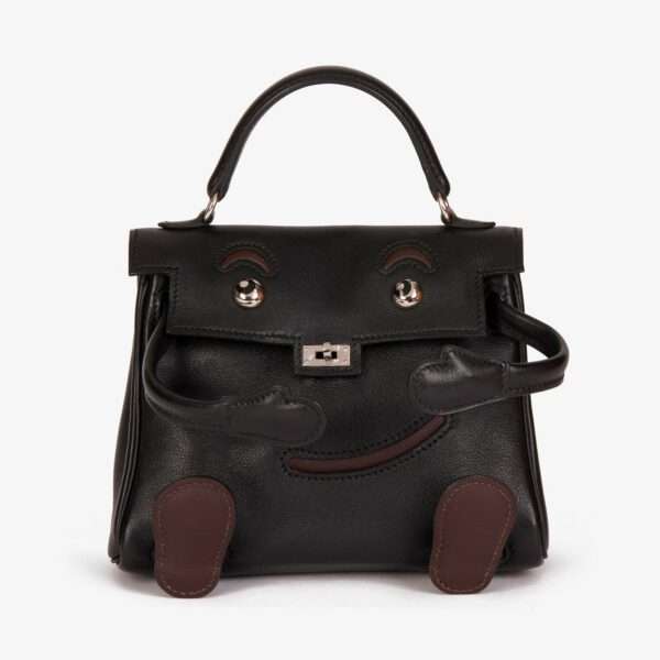 Hermès Black & Chocolate Gulliver Leather Vintage Kelly Quelle Idole Doll